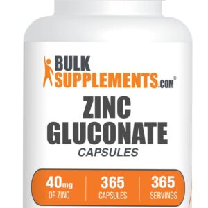 BulkSupplements.com Zinc gluconate Capsule – 365 count