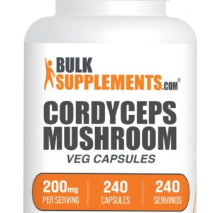 BulkSupplements.com Cordyceps mushroom 200 mg Capsule – 240 capsules