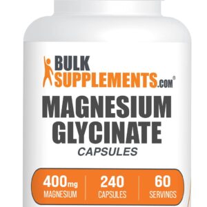 BulkSupplements.com Magnesium glycinate/bisglycinate 400 mg Capsule – 240 count