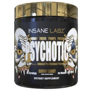 Insane Labz Psychotic Gold, High Pre-Workout Gummy – 35 servings