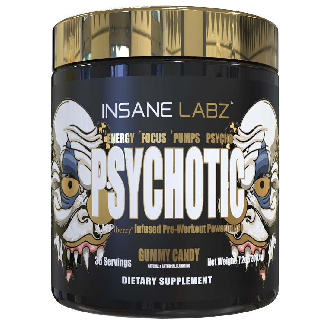 Insane Labz Psychotic Gold, High Pre-Workout Gummy – 35 servings