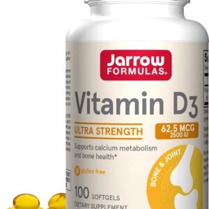 Jarrow Formulas Vitamin D3 62.5 mcg (2,500 IU) – 100 Softgels