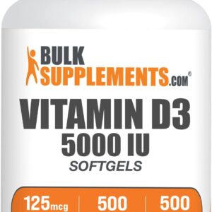 BulkSupplements.com Vitamin D3 125 mcg (5,000 IU) – 500 Softgels