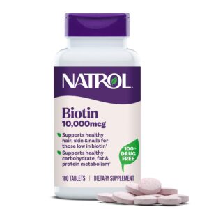 Natrol Biotin 10,000 mcg Tablet – 100 tablets