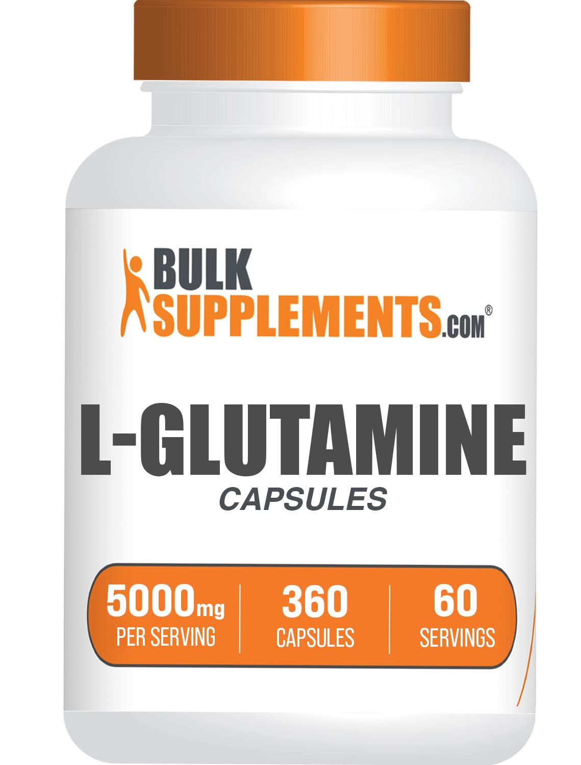 BulkSupplements.com L-Glutamine 5000 mg Capsule – 360 count
