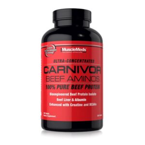 MuscleMeds Carnivor Beef Aminos, Beef BCAAs Tablet – 300 tablets