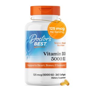 Doctor’s Best Vitamin D3 (cholecalciferol) 5000 IU Softgel – 360 softgels