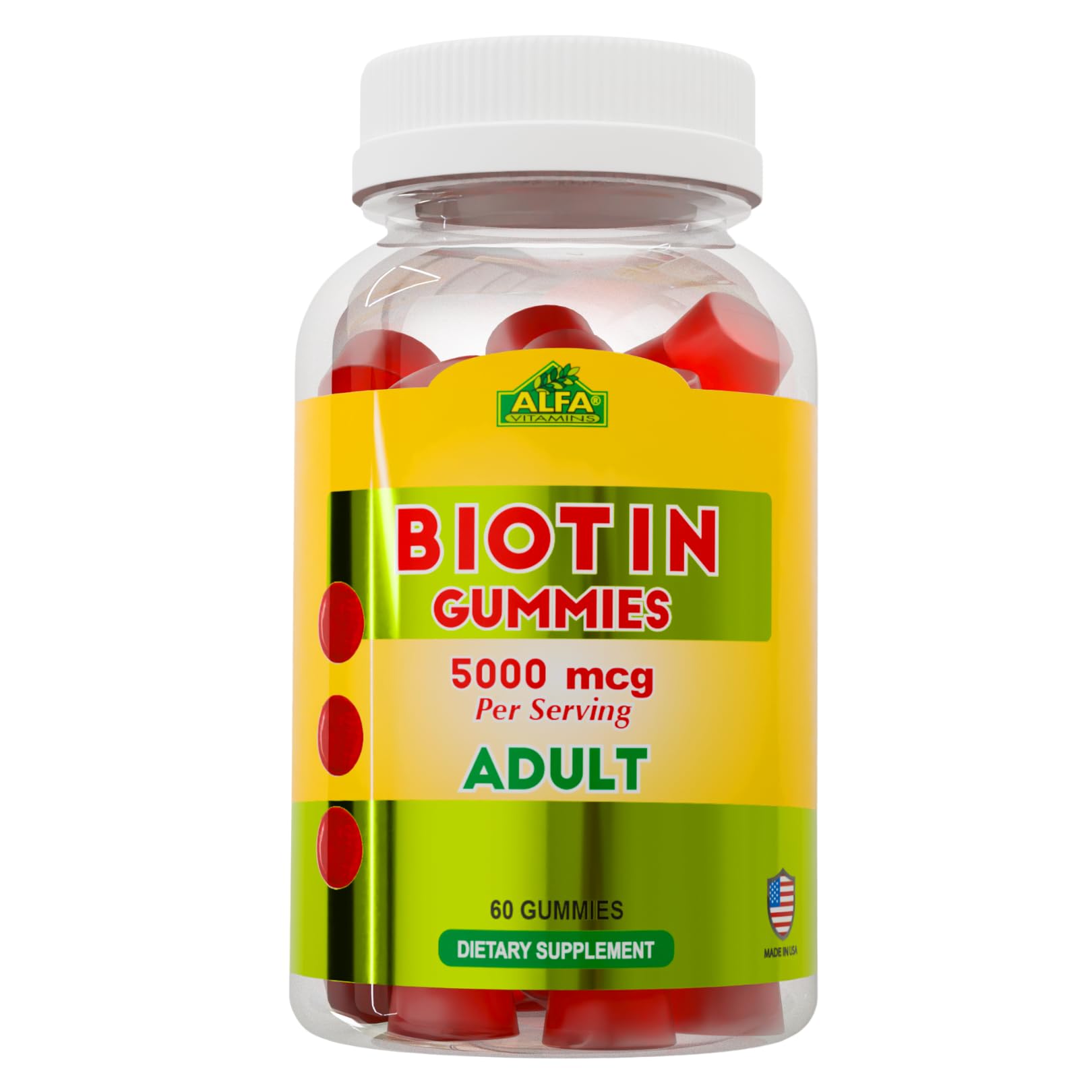 ALFA VITAMINS Hair Supplements 5000 mcg Gummy – 60 gummies
