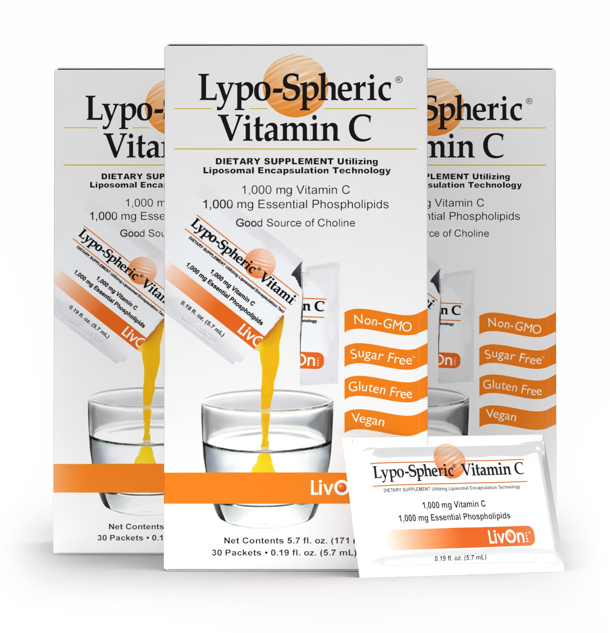 LivOn Laboratories Lypo–Spheric Vitamin C 1,000 mg Packet – 90 packets