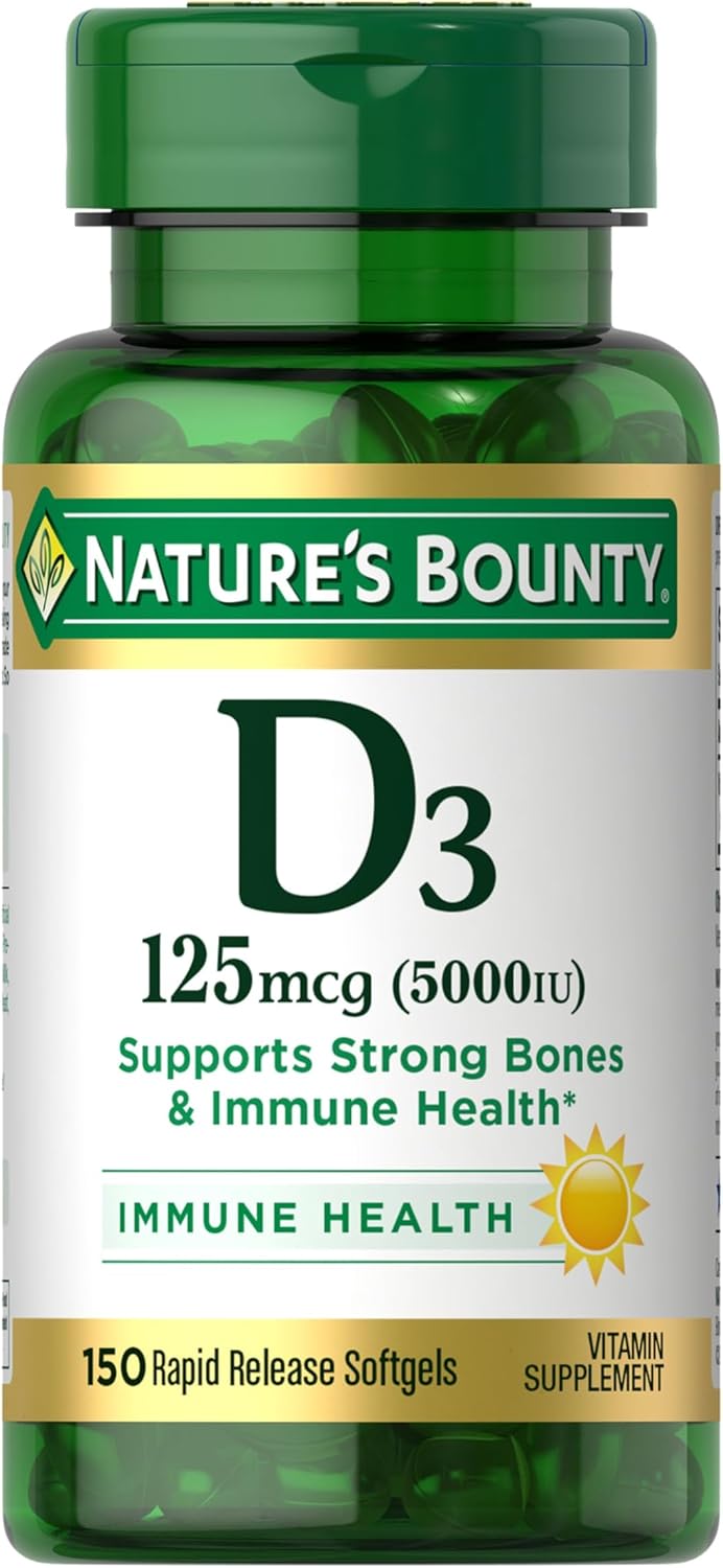 Nature's Bounty Vitamin D3 125 mcg (5,000 IU) – 150 Softgels