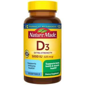 Nature Made Vitamin D3 (cholecalciferol) 5000 IU Softgel – 90 softgels