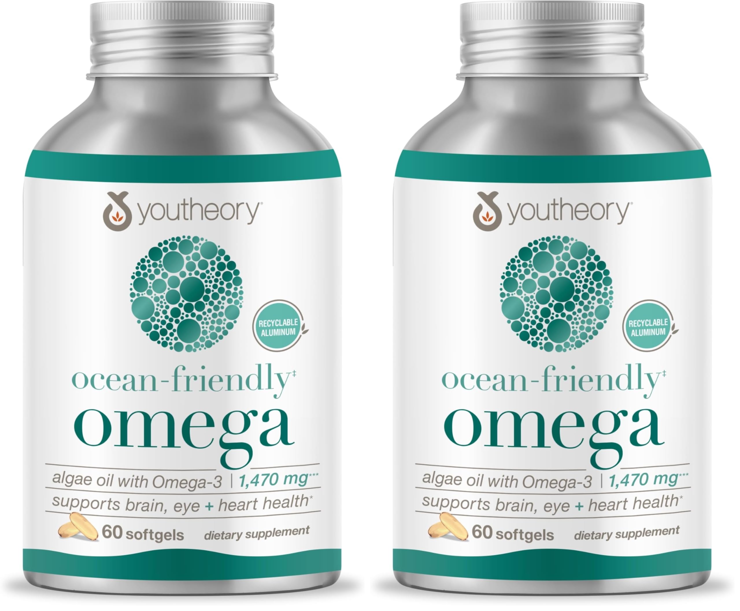 Youtheory Ocean-Friendly Algal omega-3 Softgel – 60 softgels
