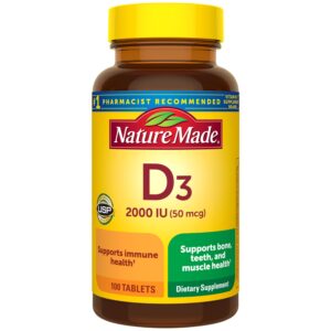 Nature Made Vitamin D3 (cholecalciferol) 2000 IU Tablet – 100 tablets