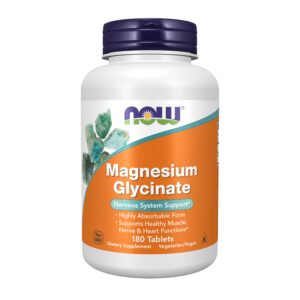 NOW Foods Magnesium glycinate/bisglycinate 100 mg Tablet – 180 tablets