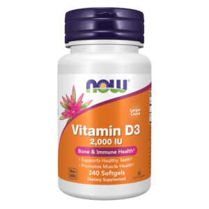 NOW Foods Vitamin D 2,000 IU Softgel – 240 softgels