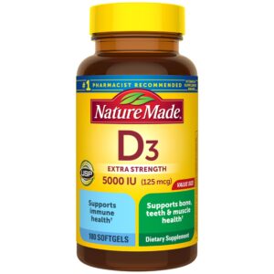Nature Made Vitamin D3 (cholecalciferol) 5000 IU Softgel – 180 softgels