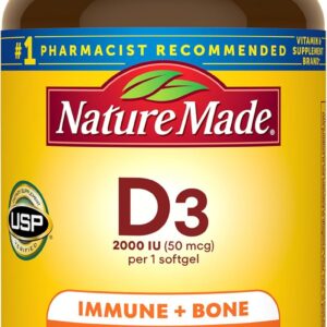 Nature Made Vitamin D3 50 mcg (2,000 IU) – 250 Softgels