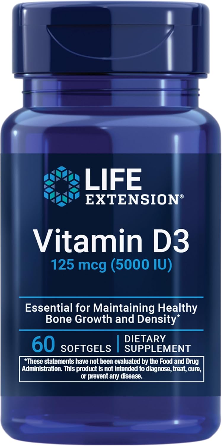Life Extension Vitamin D3 125 mcg (5,000 IU) – 60 Softgels