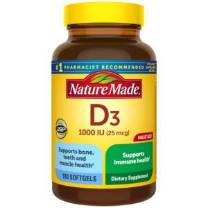 Nature Made Vitamin D3 (cholecalciferol) 1000 IU Softgel – 180 softgels