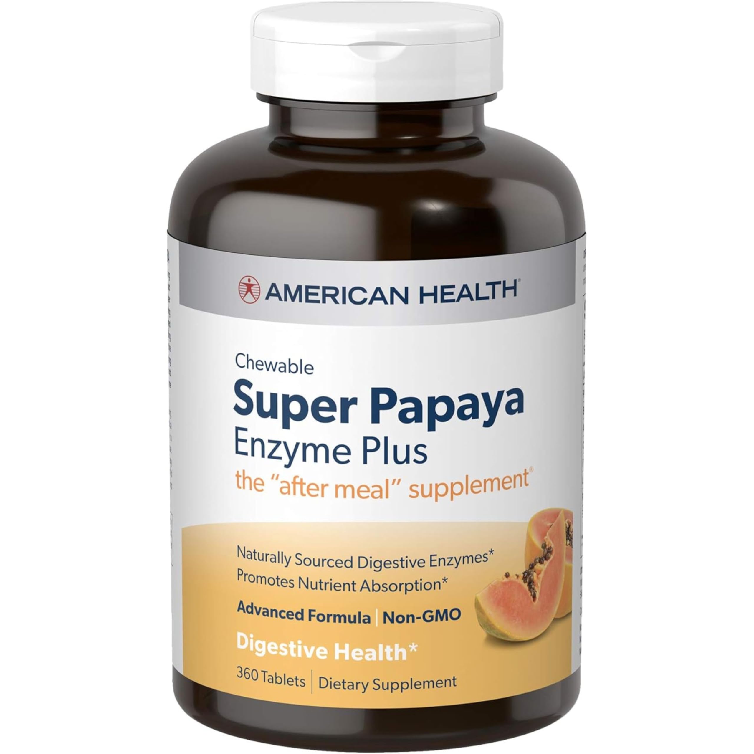 American Health Super Papaya Enzyme Digestive Enzymes Tablet – 360 count