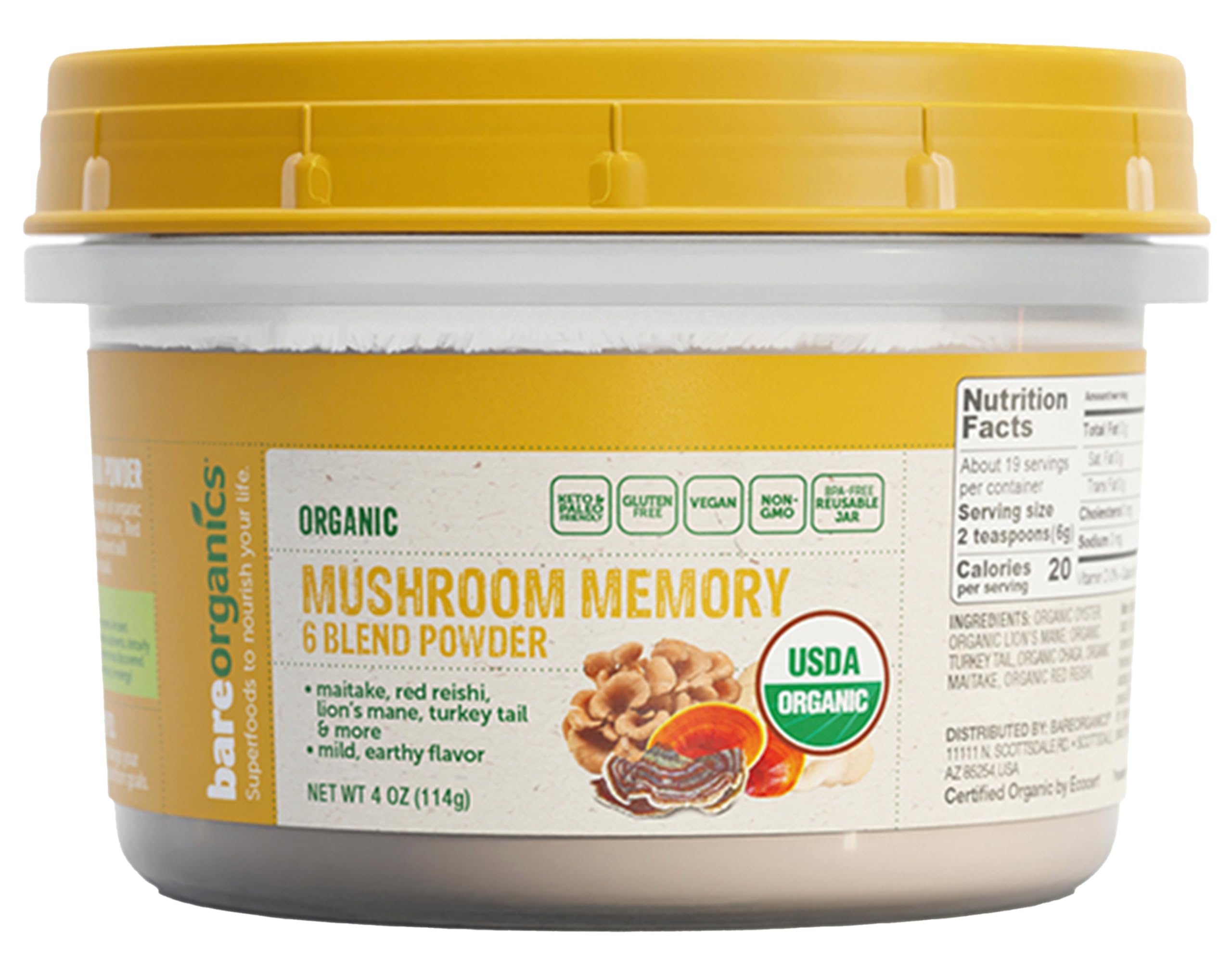 BareOrganics Lion's mane mushroom Powder – 4 oz