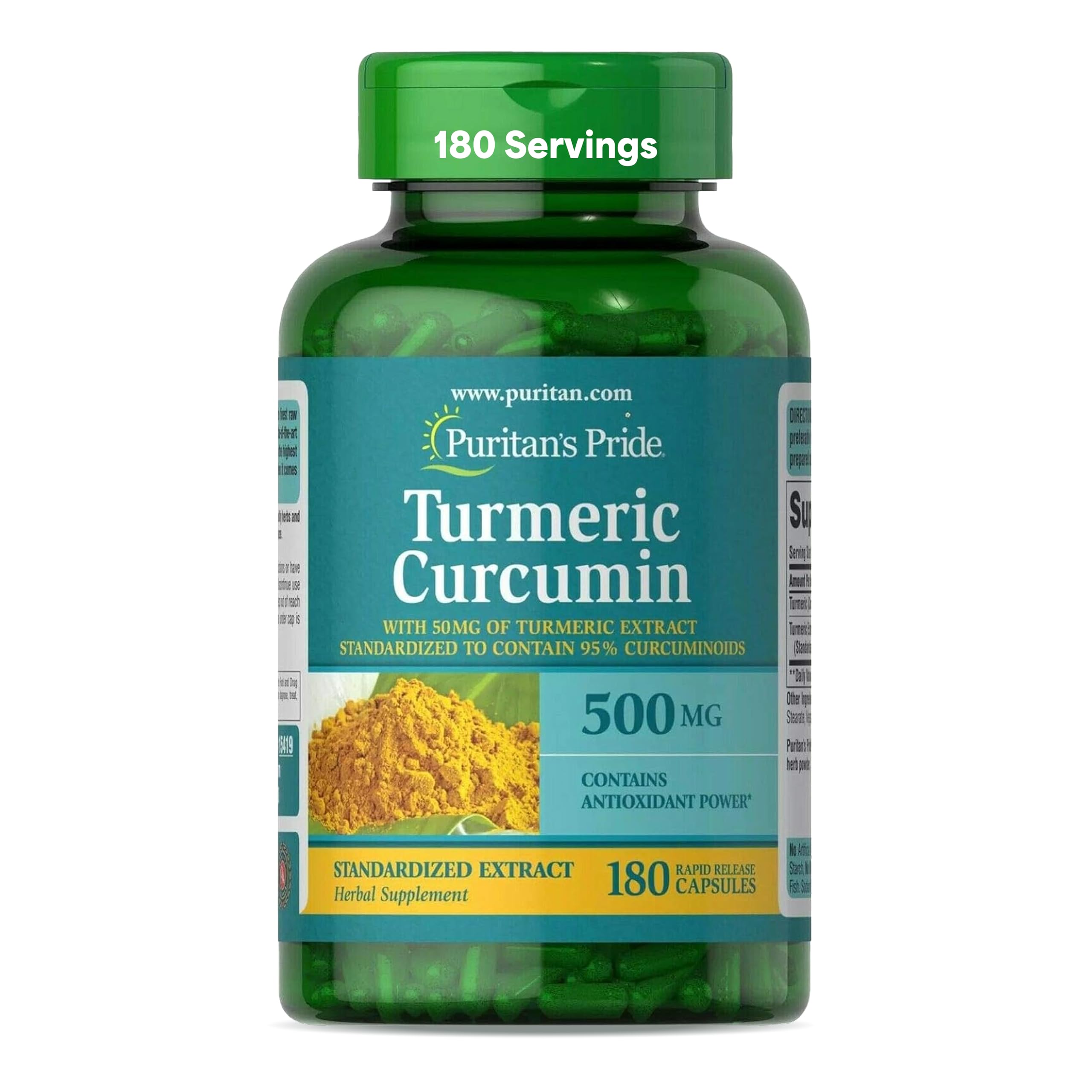 Puritan's Pride Curcumin/turmeric extract 500 mg Capsule – 180 capsules