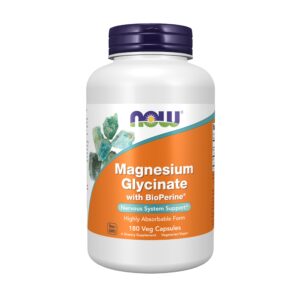 NOW Supplements Magnesium glycinate/bisglycinate Capsule – 180 capsules