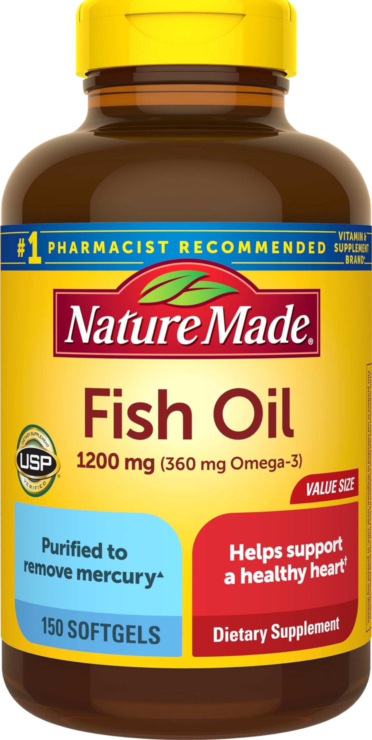Nature Made Fish oil omega-3 1200 mg Softgel – 150 softgels