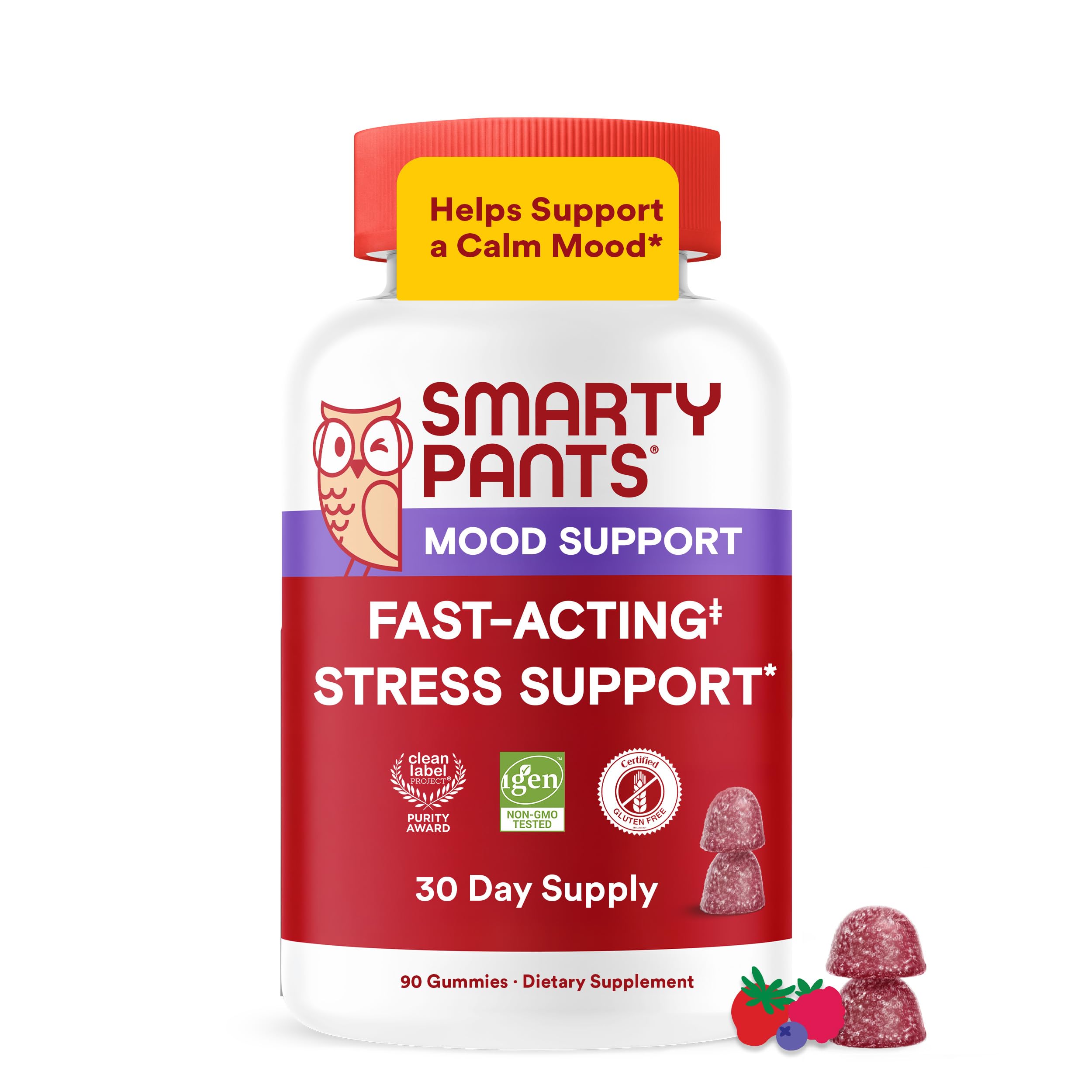 SmartyPants Adult Stress Support Gummies: Relaxation Formulas 200 mg Gummy – 60 count