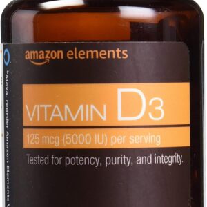 Amazon Elements Vitamin D3 125 mcg (5,000 IU) – 180 Softgels