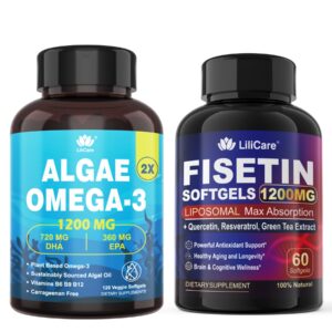LILICARE Fisetin Supplement + Vegan Algal omega-3