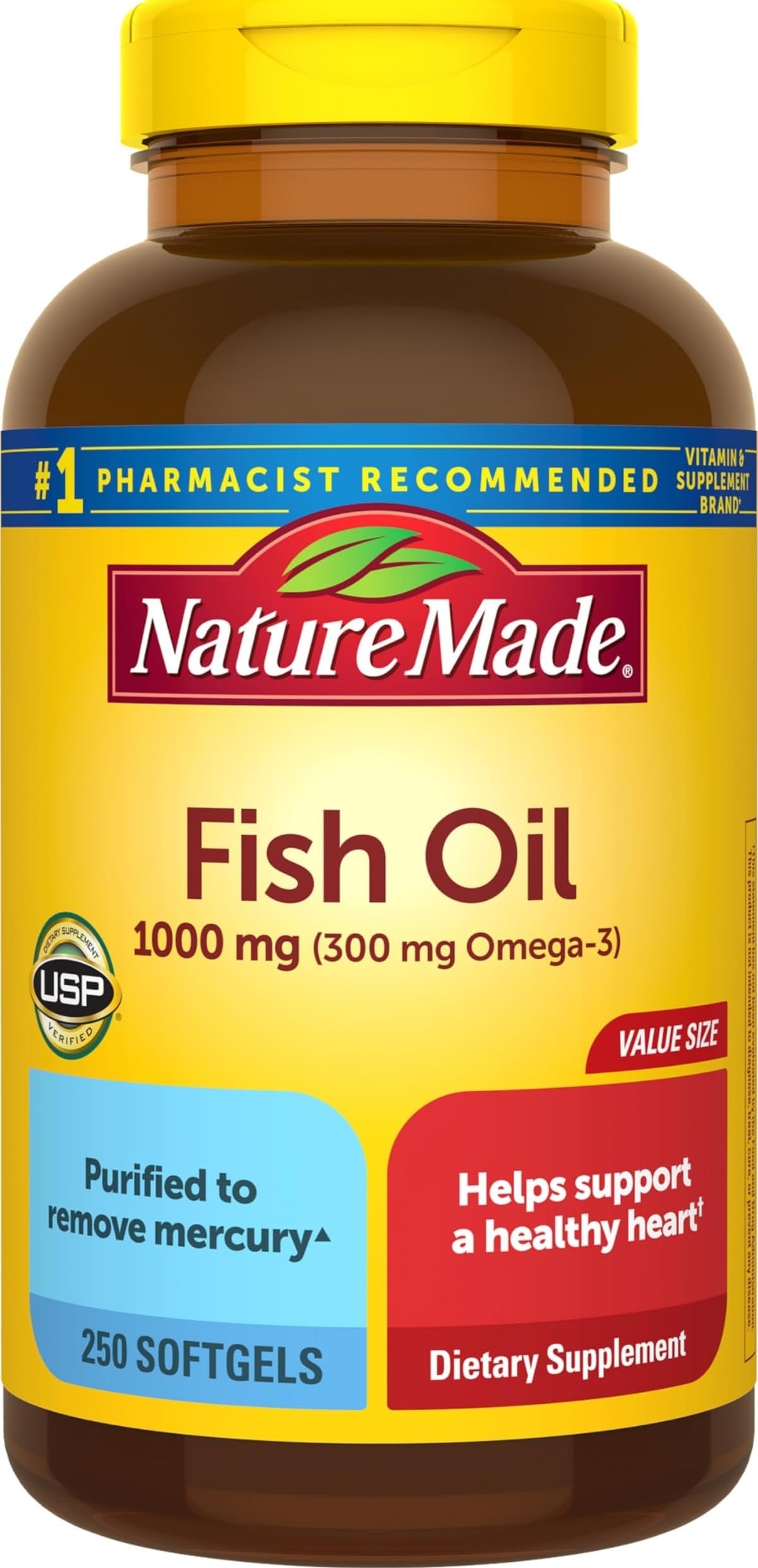 Nature Made Fish oil omega-3 1000 mg Softgel – 250 softgels