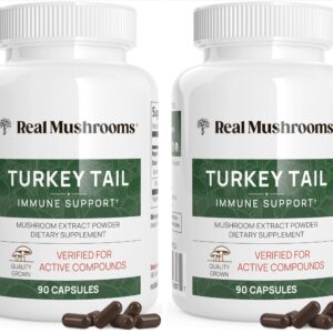 Real Mushrooms Turkey Tail Capsules Mushroom Supplements – 90 count