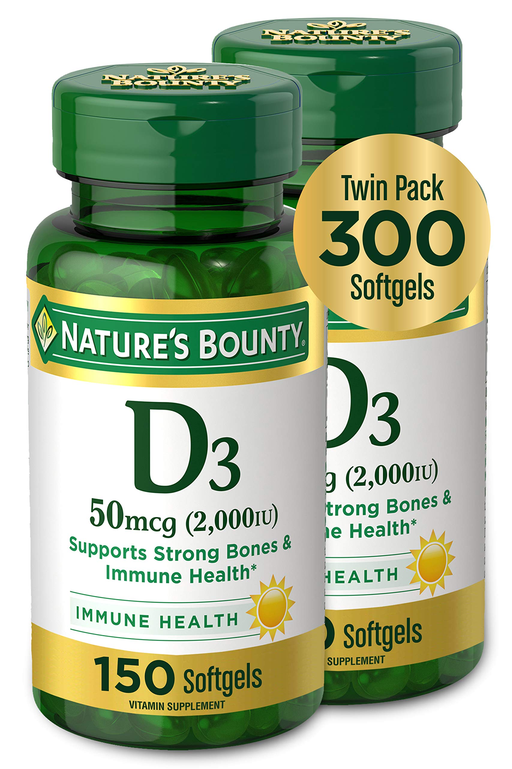 Nature's Bounty Vitamin D3 (cholecalciferol) 50 mcg Softgel – 150 softgels