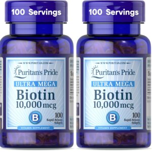 Puritan’s Pride Biotin 10000 Mcg Softgel – 100 count