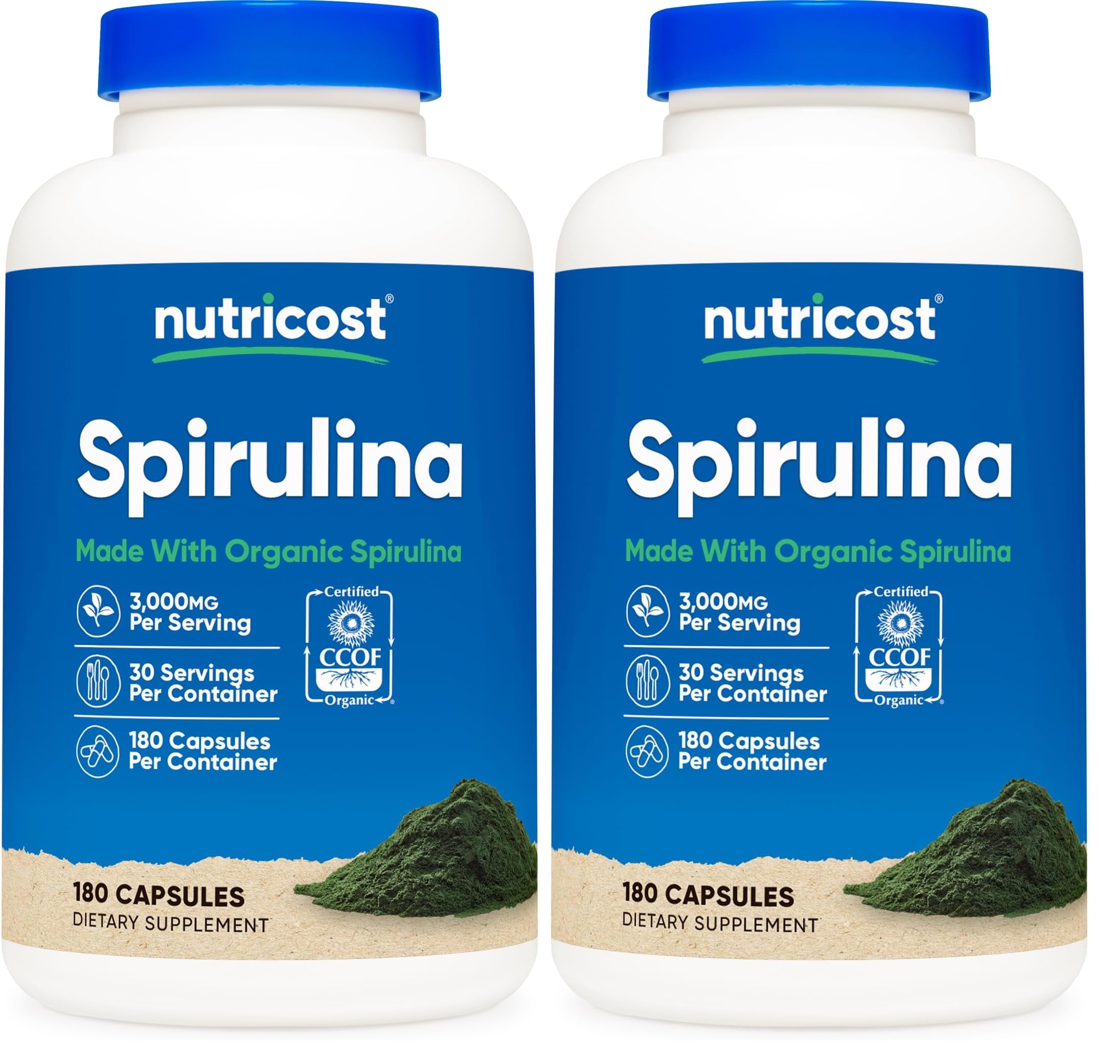 Nutricost Spirulina 3,000 mg Capsule – 30 servings