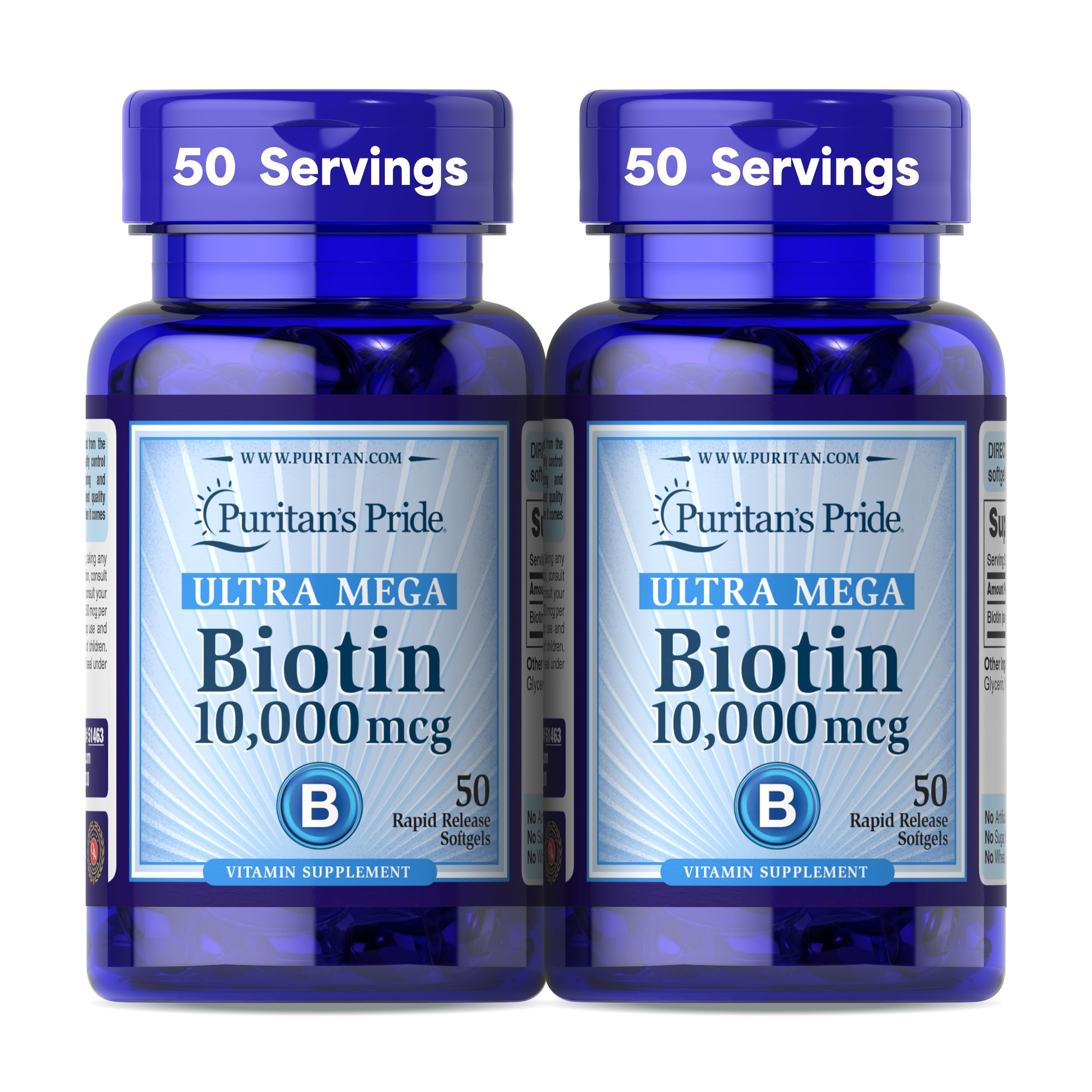 Puritan's Pride Biotin 10,000 mcg Softgel – 50 softgels