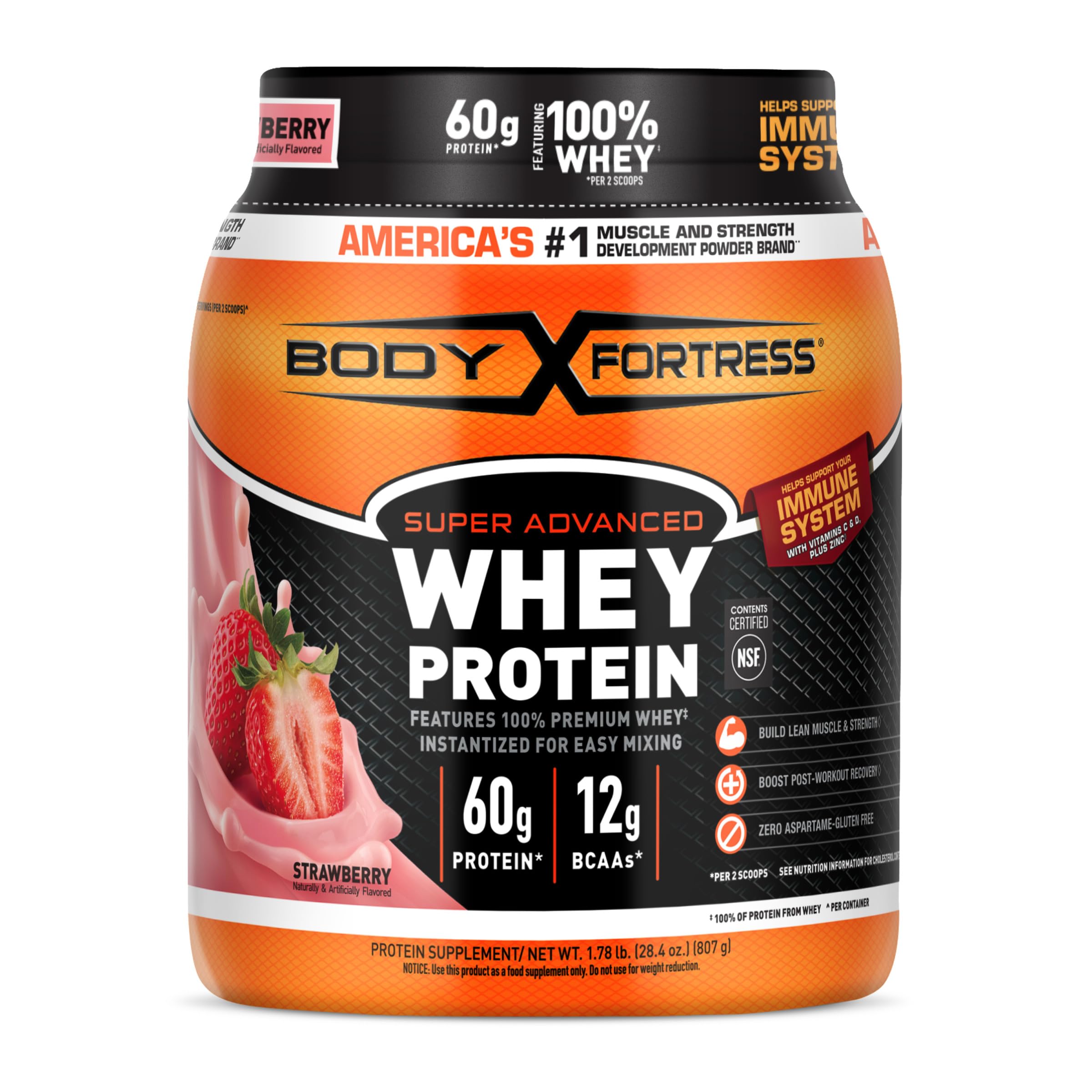 Body Fortress Super Advanced Whey Protein Powder – 1.78 lbs