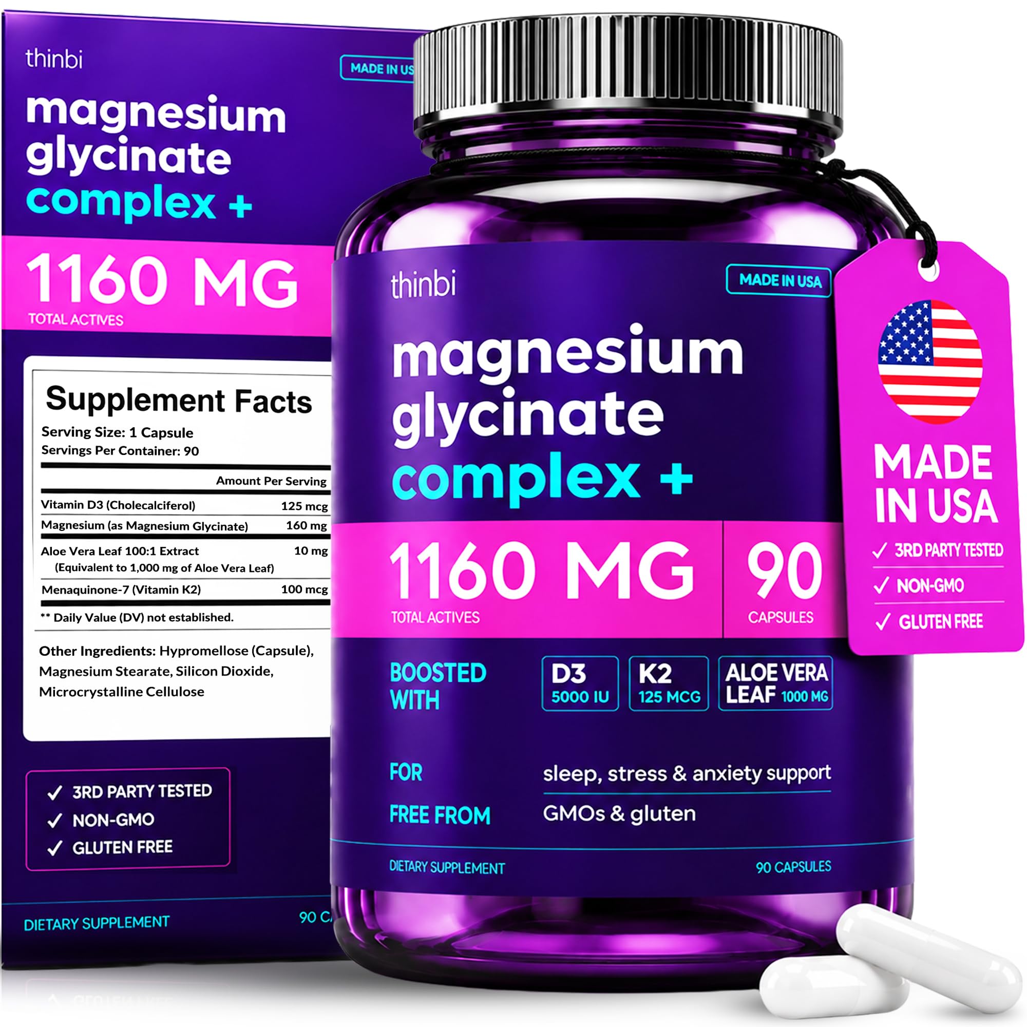 Magnesium glycinate/bisglycinate 1160 mg