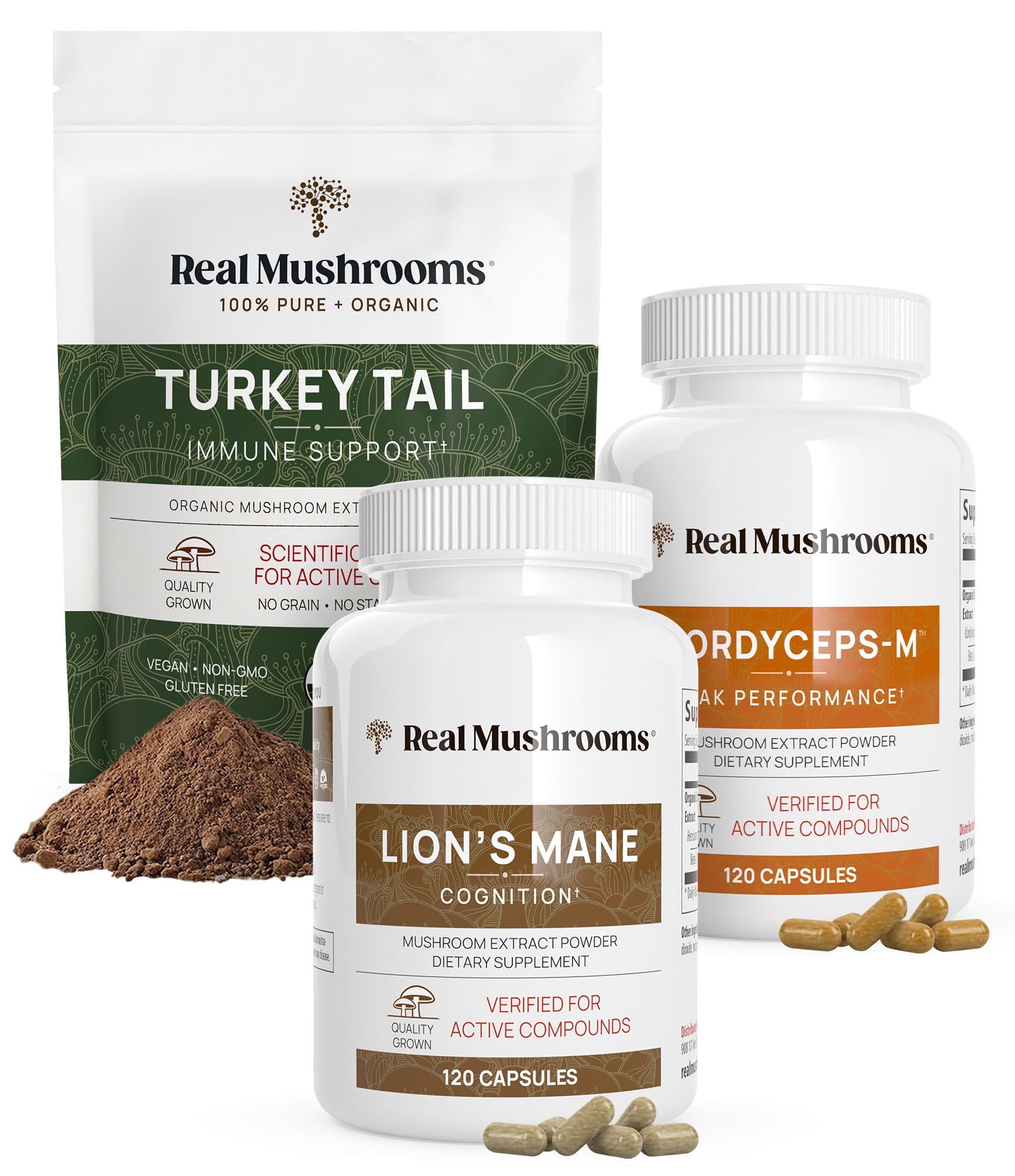 Real Mushrooms Immune Support, Cognition, Lion's mane mushroom Capsule – 120 capsules