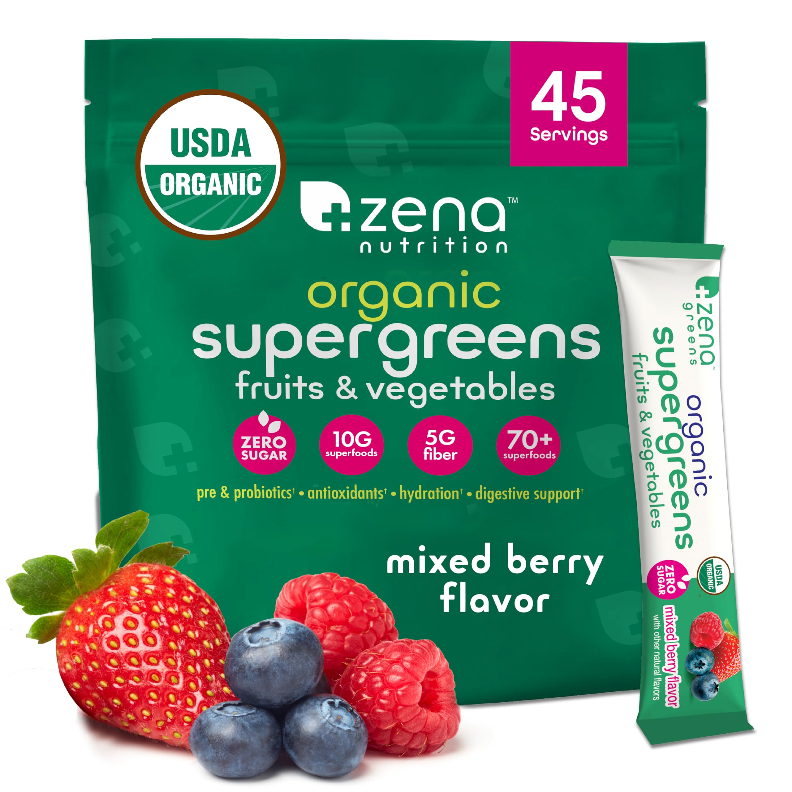 Zena Organic Super Greens Powders – 45 servings